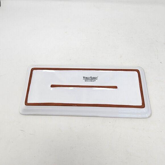 World Market Rectangular Appetizer Serving Plate White Olive Branch 12" - Picture 3 of 5